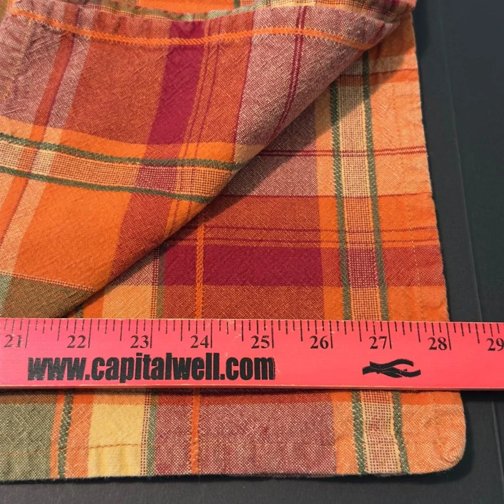 Harvest Orange Burgundy Plaid Tablecloth 56x89 Rectangular Cotton Fall Cottage